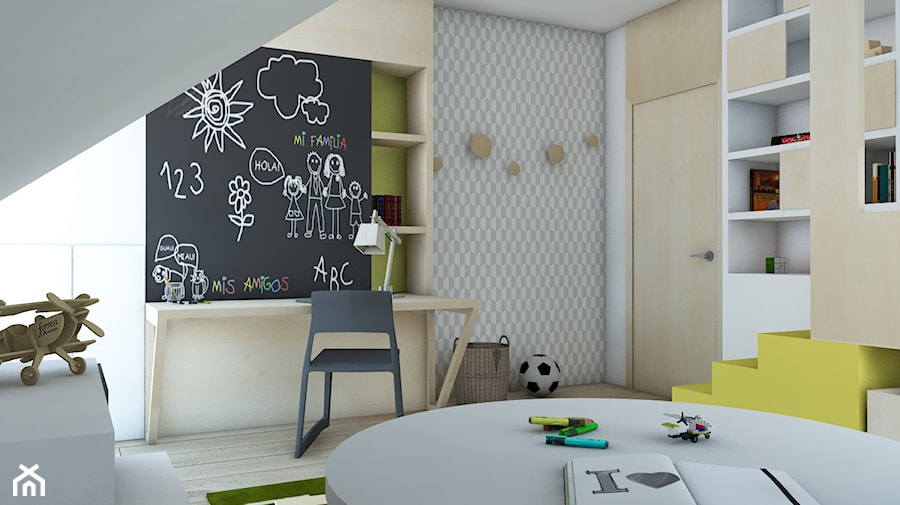 Pokoje dziecięce - Średni beżowy biały szary pokój dziecka dla dziecka dla chłopca, styl skandynawski - zdjęcie od BAGUA Pracownia Architektury Wnętrz