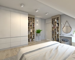 (Dom w okolicy Lublińca) Dom jednorodzinny 7 - Średnia biała sypialnia na poddaszu, styl skandynaws ... - zdjęcie od BAGUA Pracownia Architektury Wnętrz - Homebook