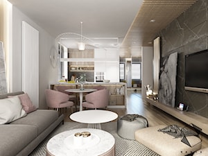 Projekt mieszkania 6 - Średni szary salon, styl nowoczesny - zdjęcie od BAGUA Pracownia Architektury Wnętrz