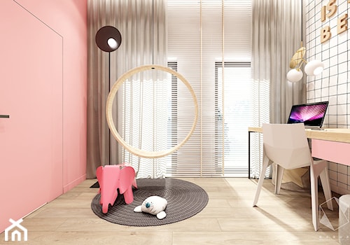 Rzeszów - D23 - Projekt domu jednorodzinnego 600 m2 - Mały biały różowy pokój dziecka dla dziecka dla nastolatka dla dziewczynki, styl nowoczesny - zdjęcie od BAGUA Pracownia Architektury Wnętrz