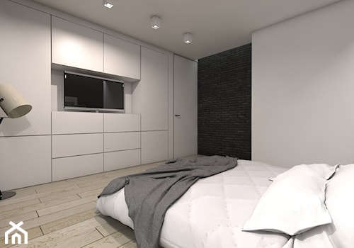 Projekt domu jednorodzinnego 5 - Średnia biała sypialnia, styl nowoczesny - zdjęcie od BAGUA Pracownia Architektury Wnętrz