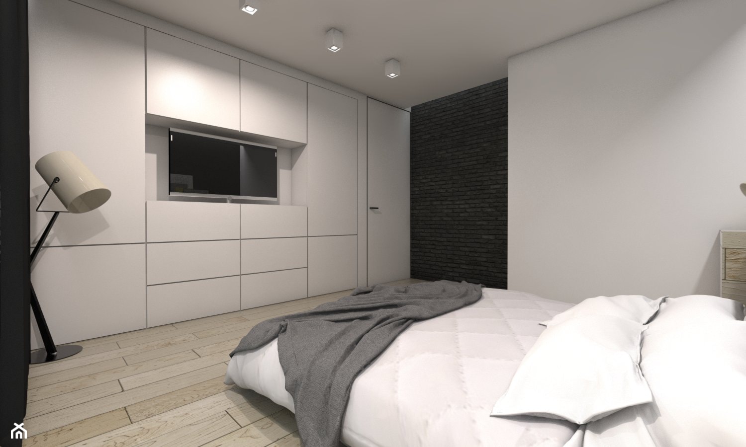 Projekt domu jednorodzinnego 5 - Średnia biała sypialnia, styl nowoczesny - zdjęcie od BAGUA Pracownia Architektury Wnętrz - Homebook