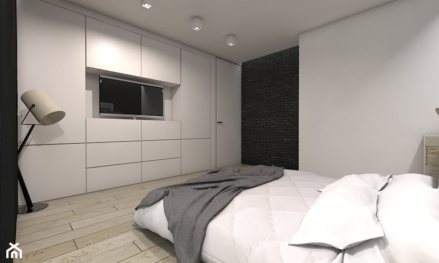 Projekt domu jednorodzinnego 5 - Średnia biała sypialnia, styl nowoczesny - zdjęcie od BAGUA Pracownia Architektury Wnętrz