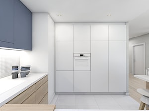 (Pruszków) Projekt mieszkania 3 - Duża otwarta z zabudowaną lodówką kuchnia w kształcie litery l w k ... - zdjęcie od BAGUA Pracownia Architektury Wnętrz
