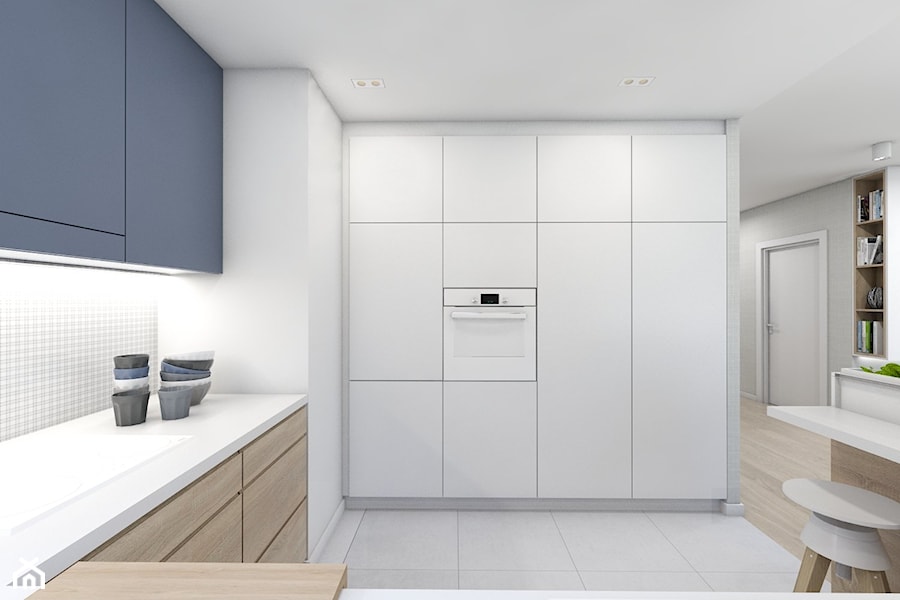 (Pruszków) Projekt mieszkania 3 - Duża otwarta z zabudowaną lodówką kuchnia w kształcie litery l w kształcie litery g, styl nowoczesny - zdjęcie od BAGUA Pracownia Architektury Wnętrz
