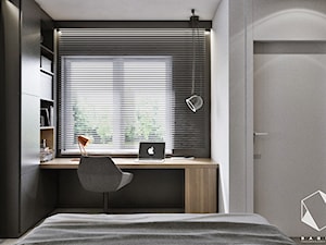 M12 - mieszkanie w Dąbrowie Górniczej - Mała szara z biurkiem sypialnia, styl nowoczesny - zdjęcie od BAGUA Pracownia Architektury Wnętrz