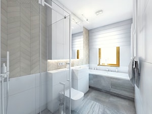 (Dom pod Tarnowem) Projekt domu jednorodzinnego 9 - Średnia łazienka z oknem, styl nowoczesny - zdjęcie od BAGUA Pracownia Architektury Wnętrz