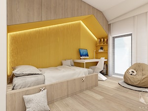Rzeszów - D23 - Projekt domu jednorodzinnego 600 m2 - Średni biały szary pokój dziecka dla nastolatka dla chłopca, styl nowoczesny - zdjęcie od BAGUA Pracownia Architektury Wnętrz