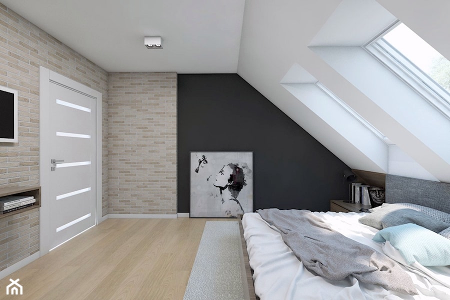 (Sochaczew) Projekt domu jednorodzinnego 8 - Sypialnia, styl skandynawski - zdjęcie od BAGUA Pracownia Architektury Wnętrz