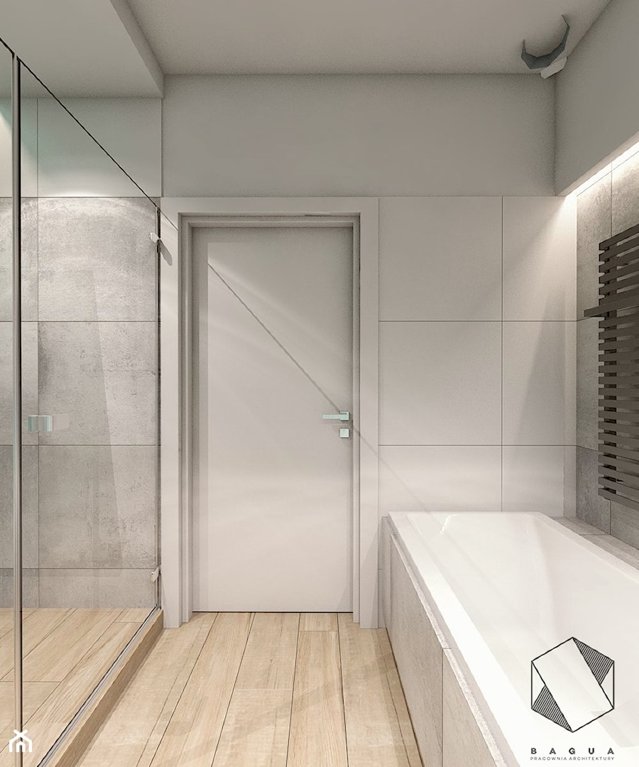 (Łódź) Projekt mieszkania 4 - Średnia łazienka, styl nowoczesny - zdjęcie od BAGUA Pracownia Architektury Wnętrz