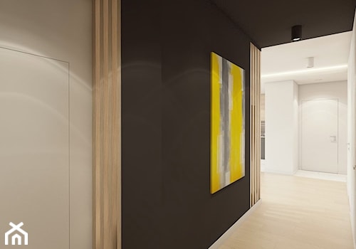 (Łódź) Projekt mieszkania 4 - Duży biały czarny hol / przedpokój, styl nowoczesny - zdjęcie od BAGUA Pracownia Architektury Wnętrz