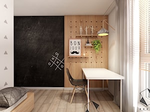 Mieszkanie 10 - Kraków - Średni biały czarny szary z panelami tapicerowanymi pokój dziecka dla nasto ... - zdjęcie od BAGUA Pracownia Architektury Wnętrz
