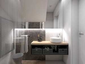 (Tarnowskie Góry) Projekt domu jednorodzinnego 10 - Mała na poddaszu bez okna z lustrem łazienka, styl nowoczesny - zdjęcie od BAGUA Pracownia Architektury Wnętrz