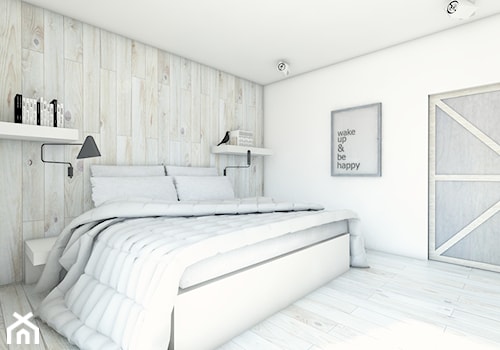 Mieszkanie w Krakowie 114m2 - Duża biała sypialnia, styl skandynawski - zdjęcie od BAGUA Pracownia Architektury Wnętrz