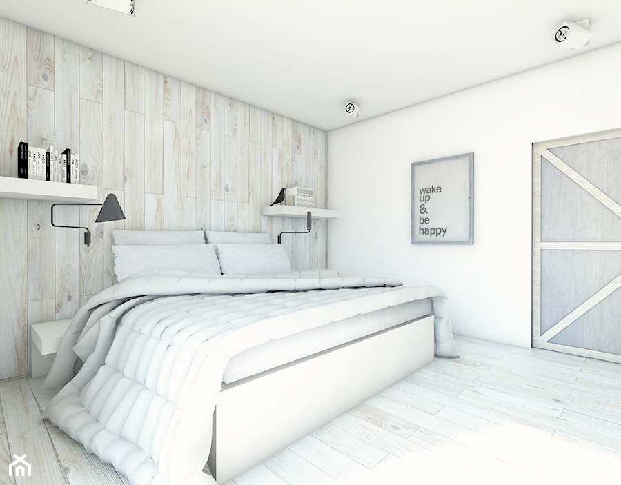 Mieszkanie w Krakowie 114m2 - Duża biała sypialnia, styl skandynawski - zdjęcie od BAGUA Pracownia Architektury Wnętrz