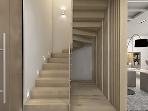 (Dom w okolicy Lublińca) Dom jednorodzinny 7 - Schody zabiegowe wachlarzowe drewniane, styl nowoczesny - zdjęcie od BAGUA Pracownia Architektury Wnętrz