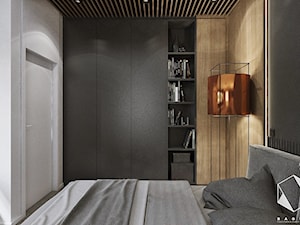 M12 - mieszkanie w Dąbrowie Górniczej - Mała beżowa biała czarna sypialnia, styl nowoczesny - zdjęcie od BAGUA Pracownia Architektury Wnętrz
