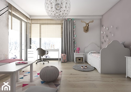 Pokoje dziecięce - Duży beżowy szary pokój dziecka dla nastolatka dla dziewczynki, styl nowoczesny - zdjęcie od BAGUA Pracownia Architektury Wnętrz