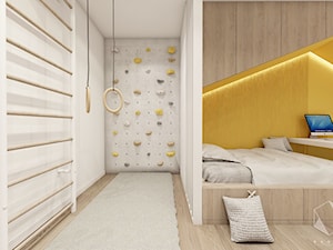 Rzeszów - D23 - Projekt domu jednorodzinnego 600 m2 - Średni biały szary żółty pokój dziecka dla nastolatka dla chłopca dla dziewczynki, styl nowoczesny - zdjęcie od BAGUA Pracownia Architektury Wnętrz