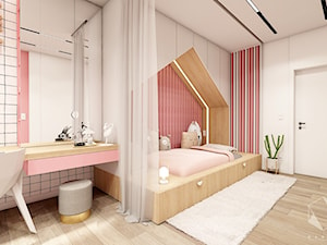 Rzeszów - D23 - Projekt domu jednorodzinnego 600 m2 - Duży beżowy pokój dziecka dla nastolatka dla dziewczynki, styl nowoczesny - zdjęcie od BAGUA Pracownia Architektury Wnętrz