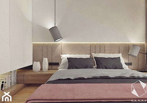 M11 - mieszkanie w Opolu - Mała beżowa biała sypialnia, styl nowoczesny - zdjęcie od BAGUA Pracownia Architektury Wnętrz