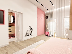 Rzeszów - D23 - Projekt domu jednorodzinnego 600 m2 - Duży biały różowy pokój dziecka dla dziecka dla nastolatka dla dziewczynki, styl nowoczesny - zdjęcie od BAGUA Pracownia Architektury Wnętrz