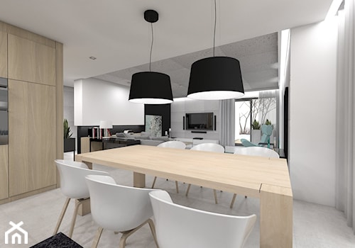 Projekt domu jednorodzinnego 3 - Średnia biała jadalnia w salonie, styl nowoczesny - zdjęcie od BAGUA Pracownia Architektury Wnętrz
