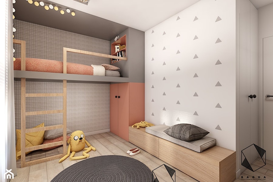 Mieszkanie 10 - Kraków - Średni biały szary pokój dziecka dla dziecka dla dziewczynki, styl nowoczesny - zdjęcie od BAGUA Pracownia Architektury Wnętrz