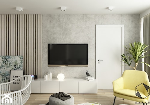 Projekt mieszkania 5 - Średni szary salon, styl nowoczesny - zdjęcie od BAGUA Pracownia Architektury Wnętrz