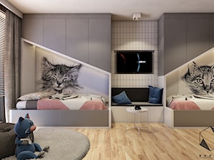 Projekt domu jednorodzinnego D18 - Gliwice - Średni szary pokój dziecka dla dziecka dla nastolatka dla chłopca dla dziewczynki, styl nowoczesny - zdjęcie od BAGUA Pracownia Architektury Wnętrz
