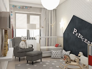 Pokoje dziecięce - Średni szary pokój dziecka dla dziecka dla dziewczynki, styl skandynawski - zdjęcie od BAGUA Pracownia Architektury Wnętrz