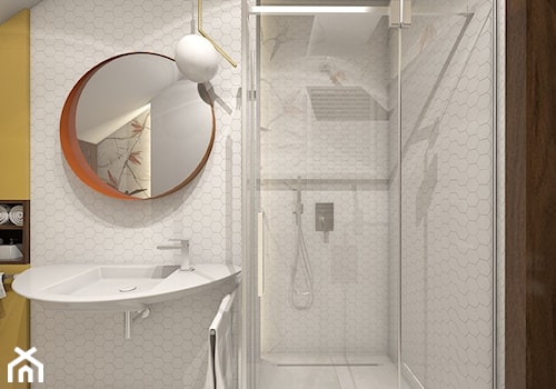 (Tarnowskie Góry) Projekt mieszkania 5 - Średnia na poddaszu łazienka, styl nowoczesny - zdjęcie od BAGUA Pracownia Architektury Wnętrz