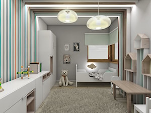 Pokoje dziecięce - Średni szary pokój dziecka dla dziecka dla chłopca dla dziewczynki, styl skandynawski - zdjęcie od BAGUA Pracownia Architektury Wnętrz