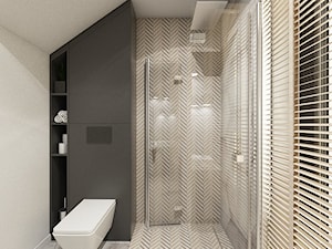(Warszawa) Projekt domu jednorodzinnego 13 - Mała średnia łazienka, styl nowoczesny - zdjęcie od BAGUA Pracownia Architektury Wnętrz
