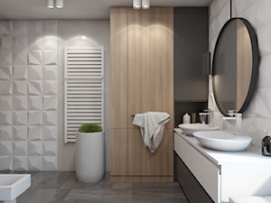 (Zawiercie) Projekt domu jednorodzinnego 12 - Średnia z dwoma umywalkami łazienka, styl nowoczesny - zdjęcie od BAGUA Pracownia Architektury Wnętrz