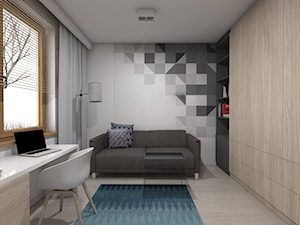 (Tarnowskie Góry) Projekt domu jednorodzinnego 1 - Duże z sofą białe biuro, styl nowoczesny - zdjęcie od BAGUA Pracownia Architektury Wnętrz