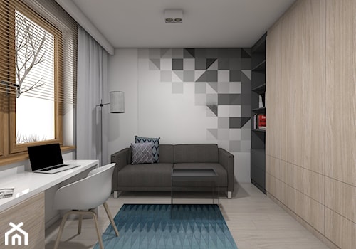 (Tarnowskie Góry) Projekt domu jednorodzinnego 1 - Duże z sofą białe biuro, styl nowoczesny - zdjęcie od BAGUA Pracownia Architektury Wnętrz
