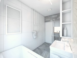 (Dom pod Tarnowem) Projekt domu jednorodzinnego 9 - Średnia z marmurową podłogą łazienka z oknem, styl nowoczesny - zdjęcie od BAGUA Pracownia Architektury Wnętrz