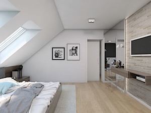 (Sochaczew) Projekt domu jednorodzinnego 8 - Duża biała sypialnia na poddaszu, styl skandynawski - zdjęcie od BAGUA Pracownia Architektury Wnętrz