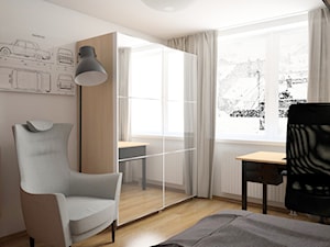 Pokój z tapetą w kratkę - zdjęcie od Wzornik projektowy - projektowanie wnętrz