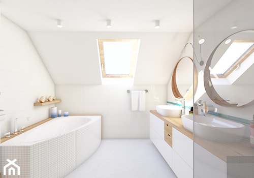 Jasna łazienka ze skosem - zdjęcie od Wzornik projektowy - projektowanie wnętrz