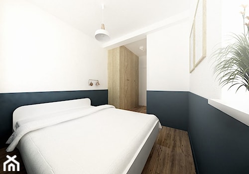 Skandynawia w męskim wydaniu - Średnia biała czarna sypialnia, styl minimalistyczny - zdjęcie od Amicus Design