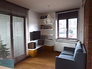Mieszkanie na warszawskich Bielanach - Średni biały salon z jadalnią, styl skandynawski - zdjęcie od Amicus Design
