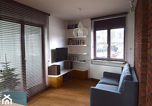 Mieszkanie na warszawskich Bielanach - Średni biały salon z jadalnią, styl skandynawski - zdjęcie od Amicus Design