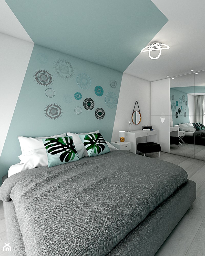Sypialnia asymetrycznie pomalowana. - zdjęcie od STUDiO K projektowanie wnętrz - Homebook