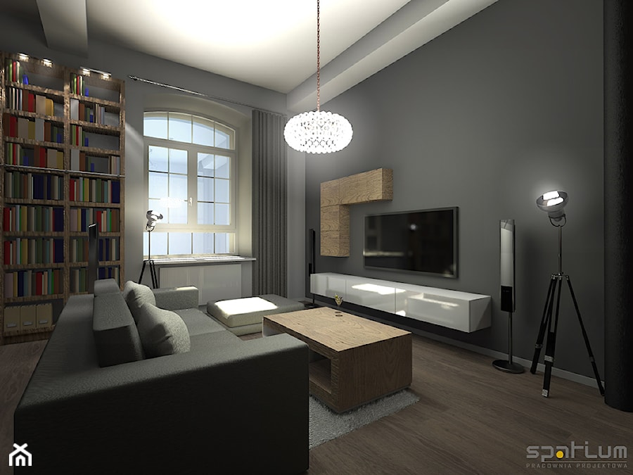 Loft - Mały czarny salon, styl nowoczesny - zdjęcie od Kamila Robakiewicz - architekt