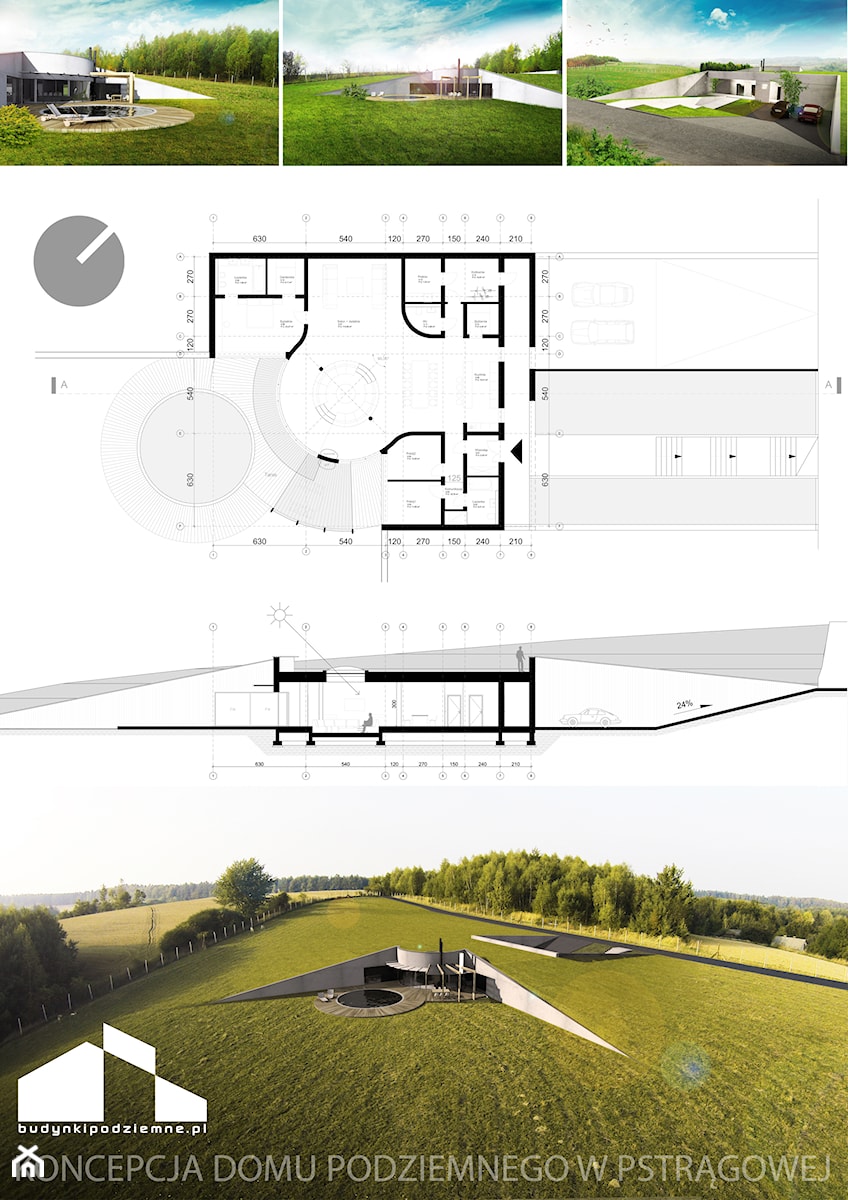 Dom podziemny w Pstrągowej - zdjęcie od Architekt Marcin Jan GRZEGORZEK Budynki podziemne