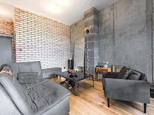 Mieszkanie Warszawa - Średni beżowy szary salon, styl industrialny - zdjęcie od Fotelstudio-Krzysiek Kulesza