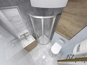 Kawalerka na Woli - Mała na poddaszu bez okna łazienka, styl skandynawski - zdjęcie od AZ projekty