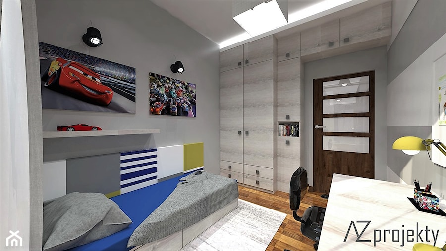 Apartament Mokotów - Średni szary pokój dziecka dla nastolatka dla chłopca dla dziewczynki, styl nowoczesny - zdjęcie od AZ projekty